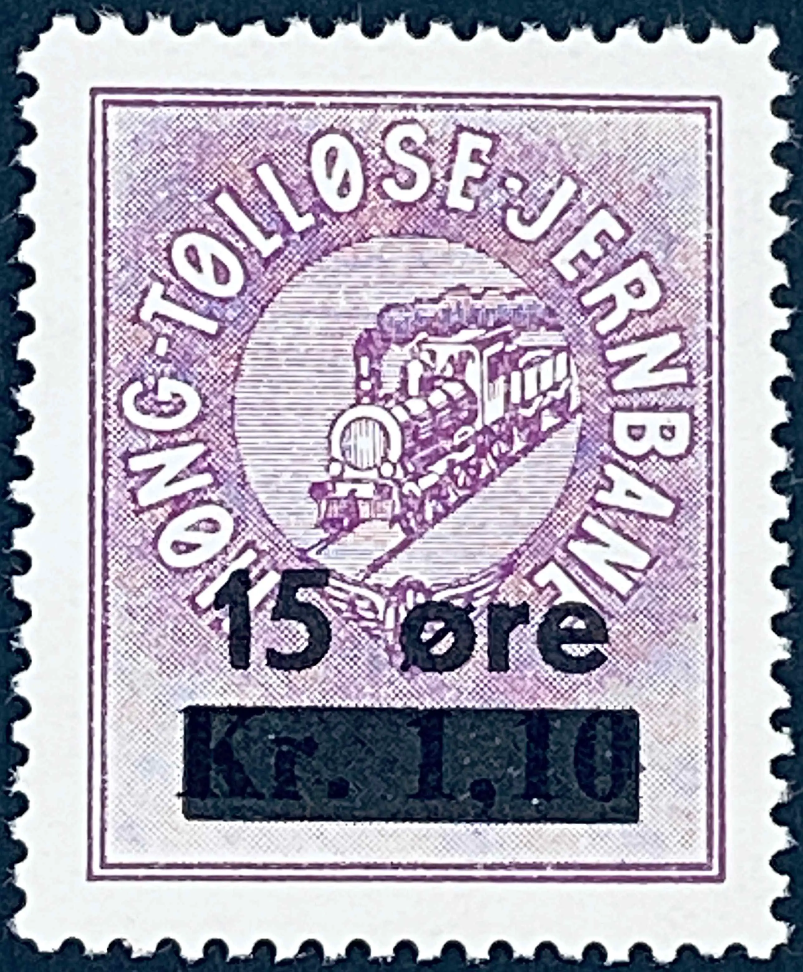 HTJ 41B - Provisorium (overtryk) 150 øre sort bogtryk på 1,10 Kroner - Violet. HTJ 41B - Provisorium (overtryk) 150 øre sort bogtryk på 1,10 Kroner - Violet.