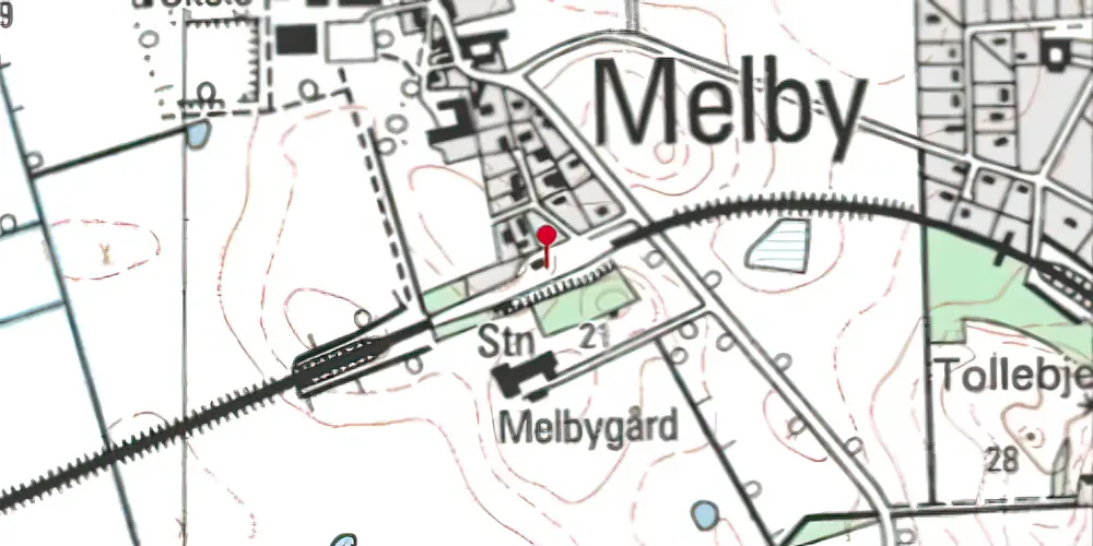 Historisk kort over Melby Trinbræt Historisk kort over Melby Trinbræt