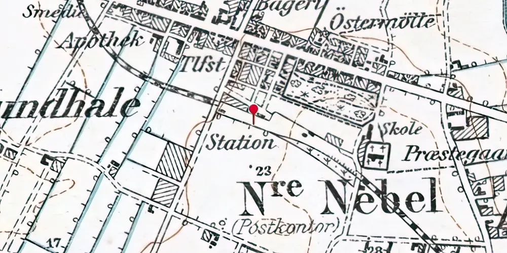 Historisk kort over Nørre Nebel Station Historisk kort over Nørre Nebel Station