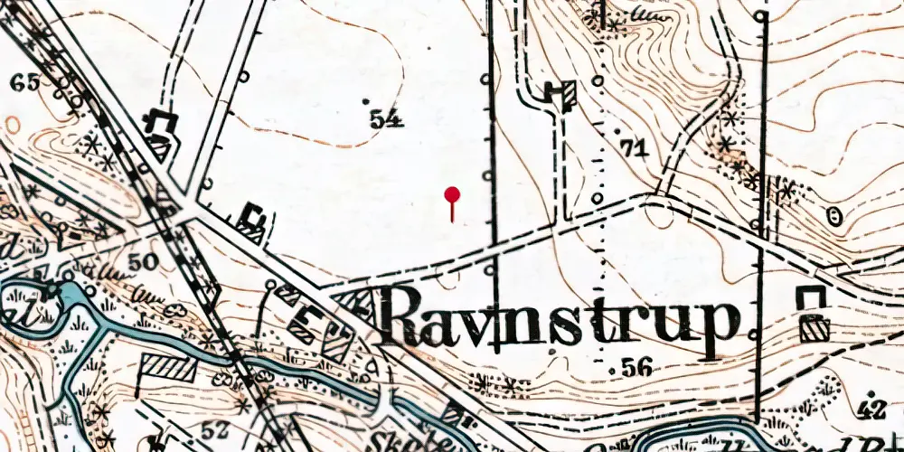 Historisk kort over Ravnstrup Station