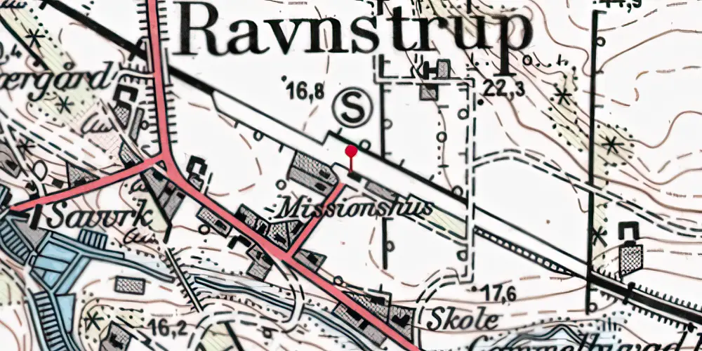 Historisk kort over Ravnstrup Station