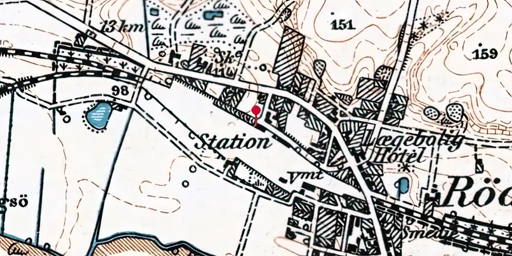 Historisk kort over Rødkærsbro Station