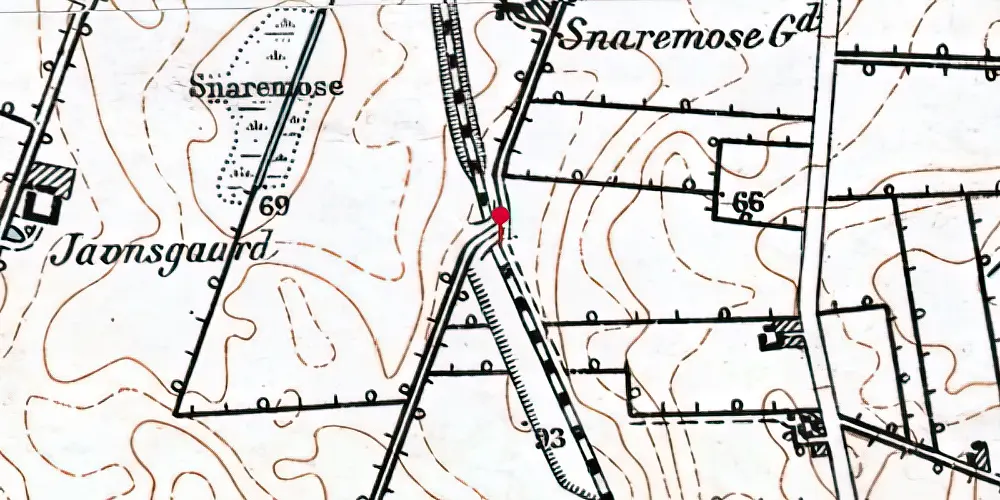 Historisk kort over Snoghøj Teknisk Station Historisk kort over Snoghøj Teknisk Station