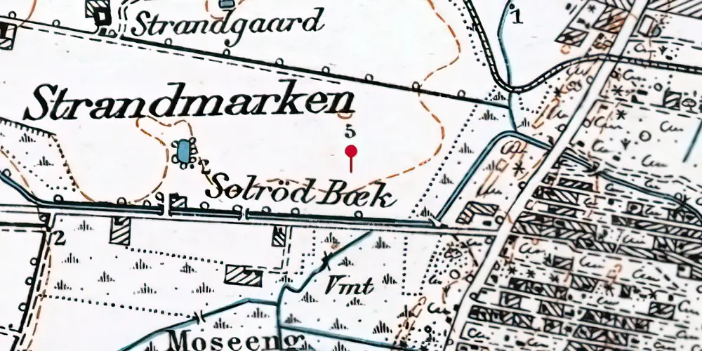 Historisk kort over Solrød Strand S-togstrinbræt Historisk kort over Solrød Strand S-togstrinbræt