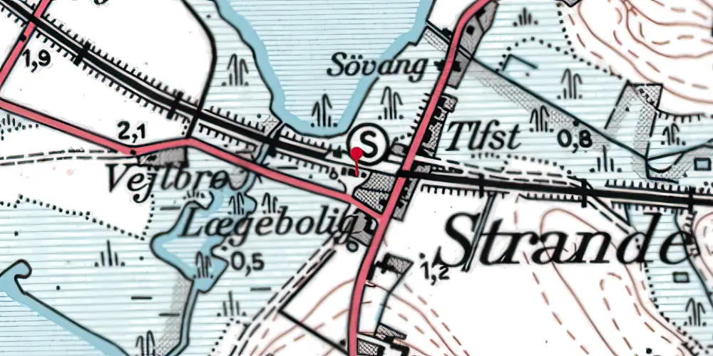 Historisk kort over Strande Station Historisk kort over Strande Station