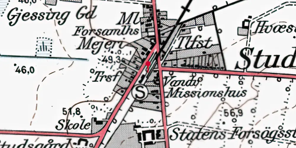 Historisk kort over Studsgård Trinbræt Historisk kort over Studsgård Trinbræt