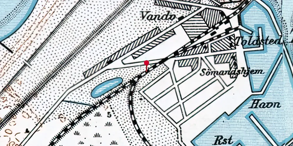 Historisk kort over Thyborøn Havn Trinbræt