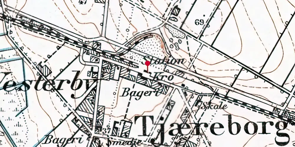 Historisk kort over Tjæreborg Station Historisk kort over Tjæreborg Station