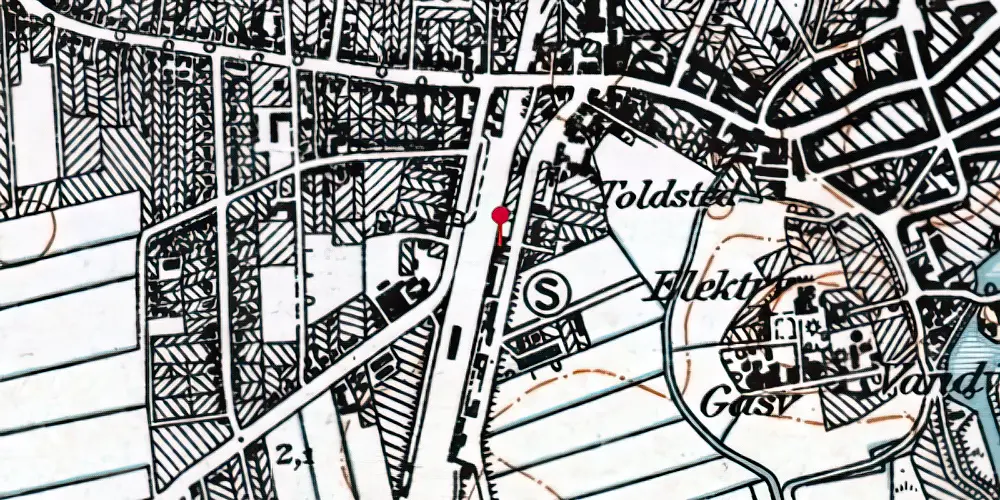 Historisk kort over Tønder H Station