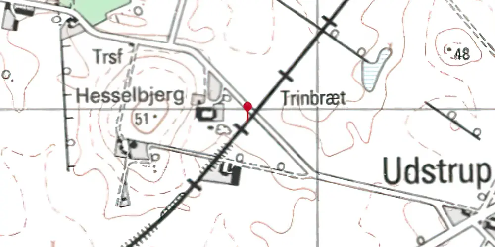Historisk kort over Udstrup Trinbræt Historisk kort over Udstrup Trinbræt