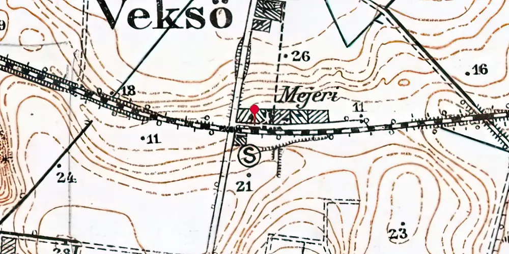 Historisk kort over Veksø Station Historisk kort over Veksø Station