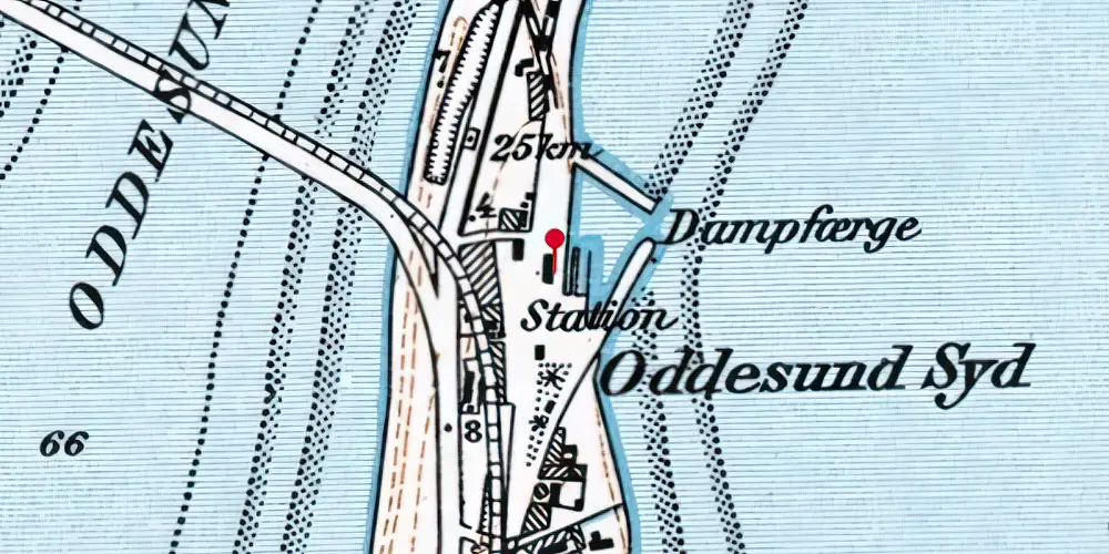 Historisk kort over Oddesund Syd Station Historisk kort over Oddesund Syd Station