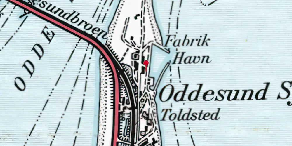 Historisk kort over Oddesund Syd Station Historisk kort over Oddesund Syd Station