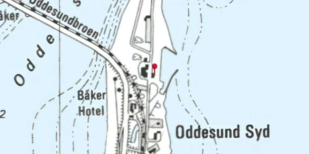 Historisk kort over Oddesund Syd Station Historisk kort over Oddesund Syd Station