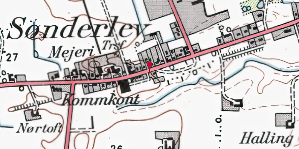 Historisk kort over Sønderlev Station
