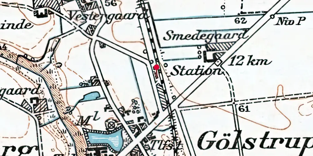 Historisk kort over Gjølstrup Station Historisk kort over Gjølstrup Station