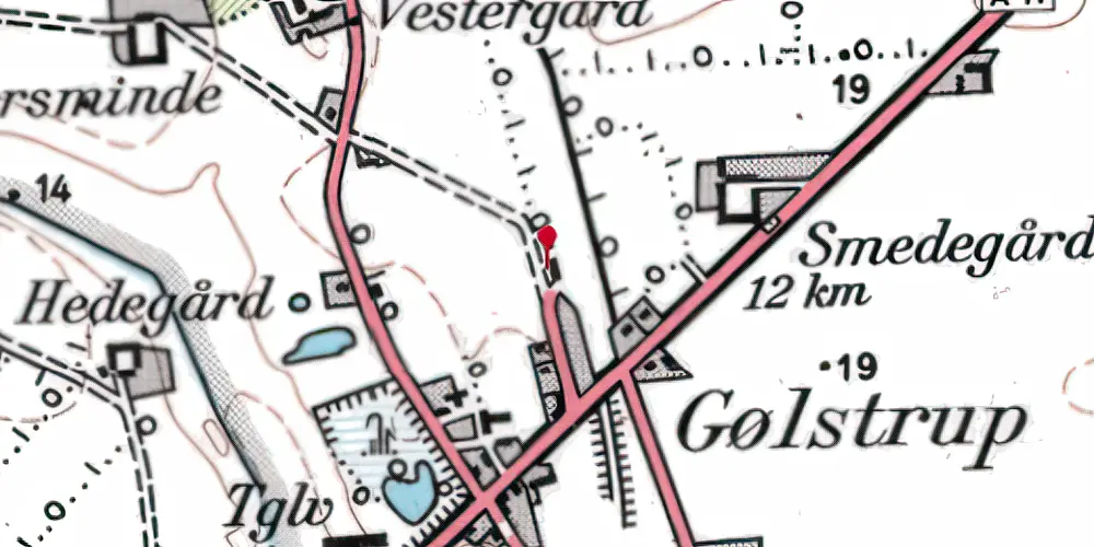 Historisk kort over Gjølstrup Station Historisk kort over Gjølstrup Station