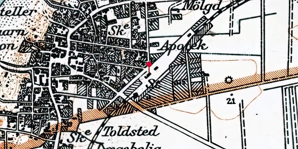 Historisk kort over Løkken Station Historisk kort over Løkken Station