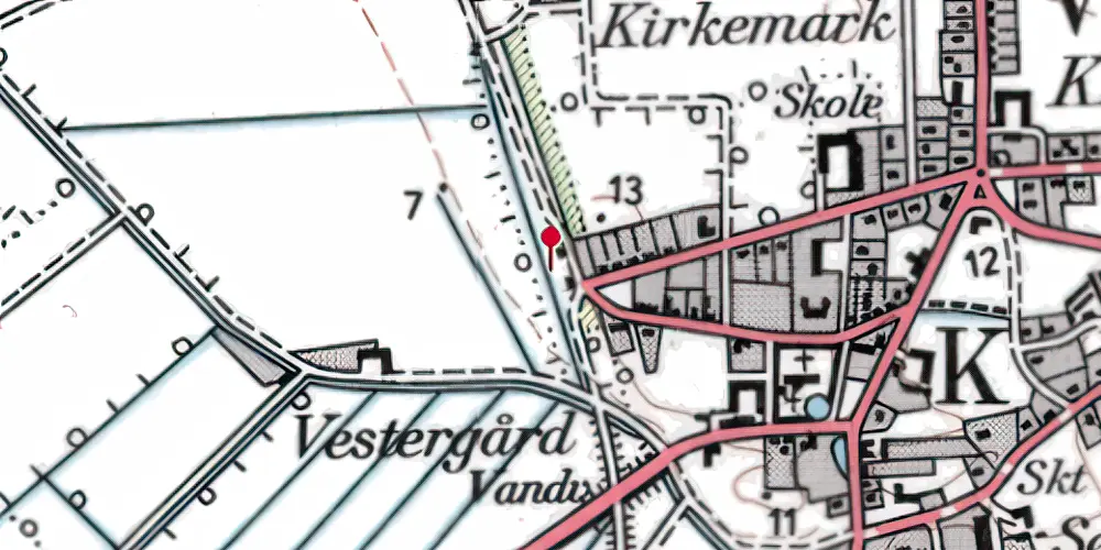 Historisk kort over Vrensted Station Historisk kort over Vrensted Station