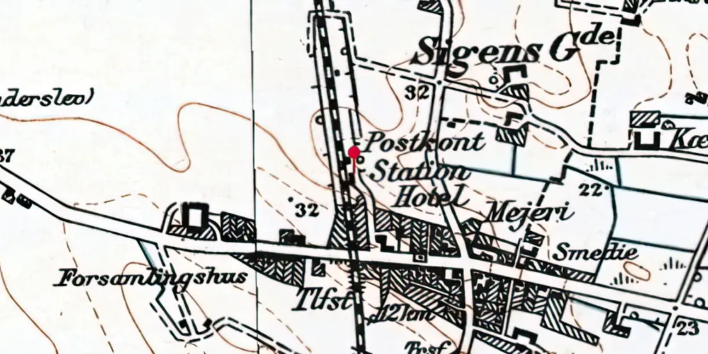 Historisk kort over Hjermitslev Station Historisk kort over Hjermitslev Station