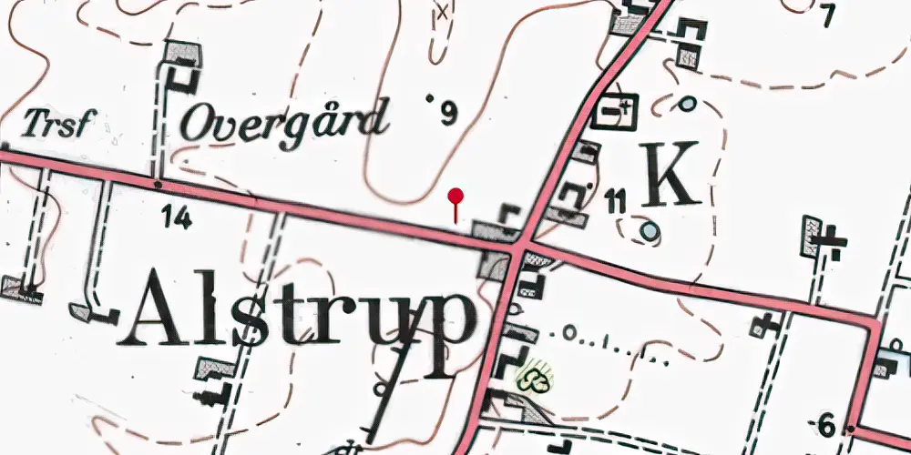 Historisk kort over Alstrup Trinbræt Historisk kort over Alstrup Trinbræt