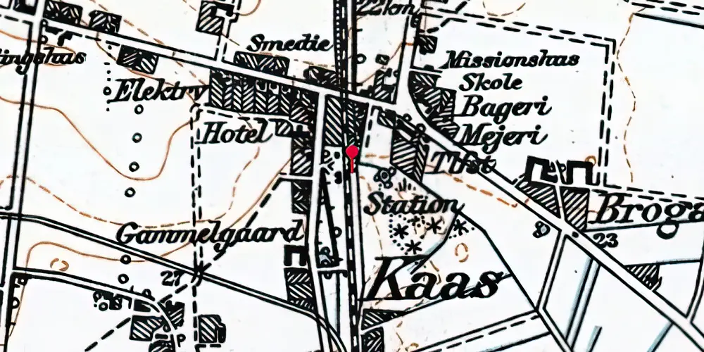 Historisk kort over Kaas Station Historisk kort over Kaas Station