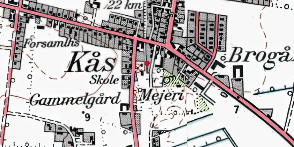 Historisk kort over Kaas Station Historisk kort over Kaas Station