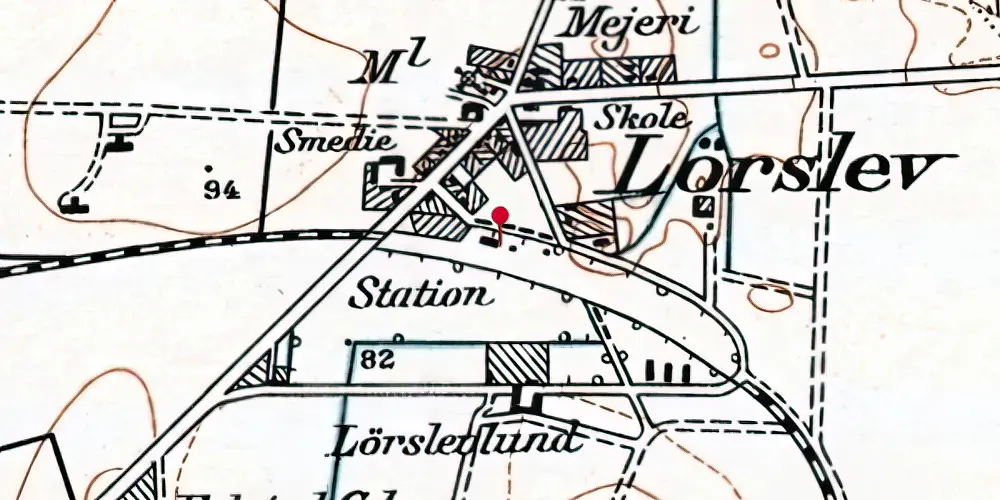 Historisk kort over Lørslev Station Historisk kort over Lørslev Station