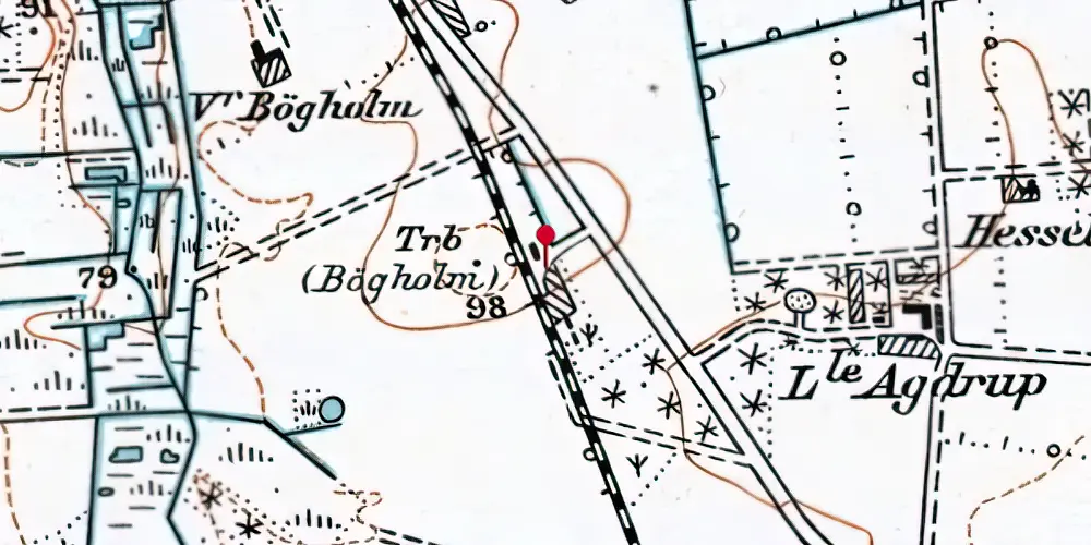 Historisk kort over Bøjholm Holdeplads Historisk kort over Bøjholm Holdeplads