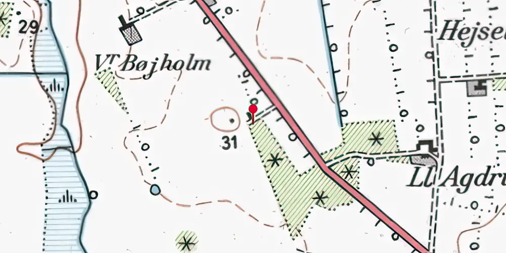 Historisk kort over Bøjholm Holdeplads Historisk kort over Bøjholm Holdeplads