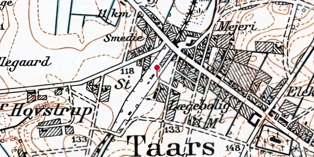 Historisk kort over Taars Station