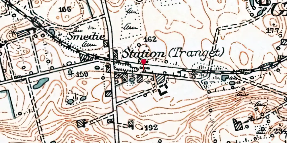 Historisk kort over Tranget Station Historisk kort over Tranget Station