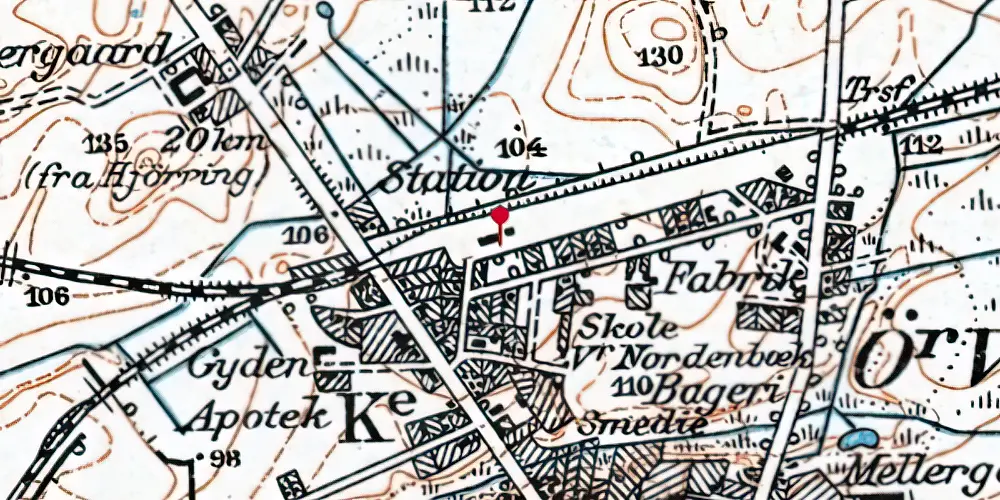 Historisk kort over Østervrå Station Historisk kort over Østervrå Station