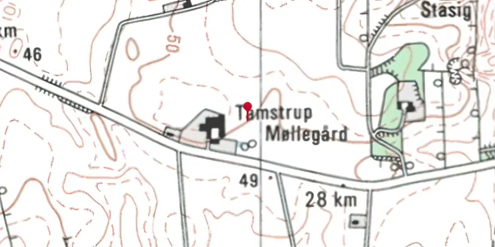 Historisk kort over Tamstrup Trinbræt Historisk kort over Tamstrup Trinbræt