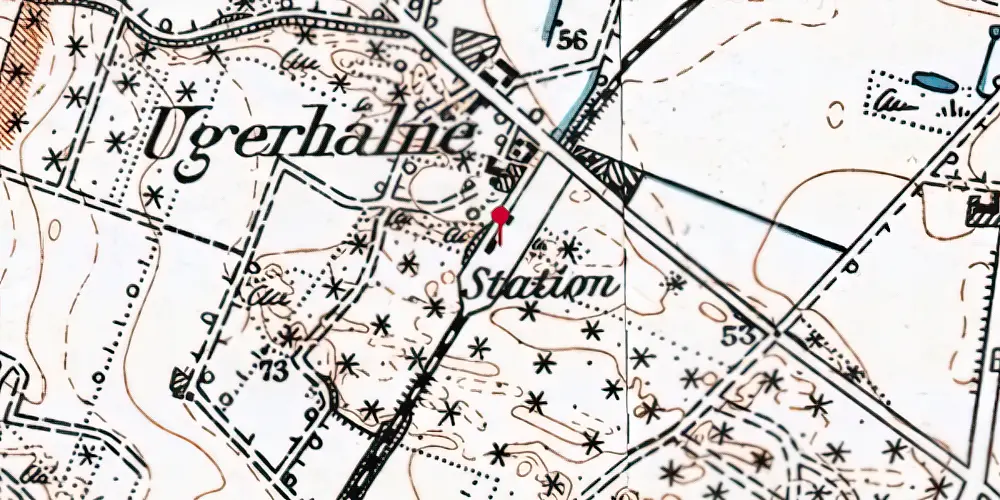 Historisk kort over Uggerhalne Station Historisk kort over Uggerhalne Station