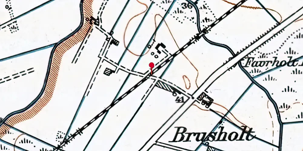 Historisk kort over Brusholt Trinbræt