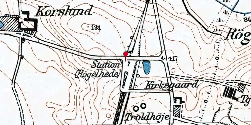 Historisk kort over Røgelhede Station Historisk kort over Røgelhede Station