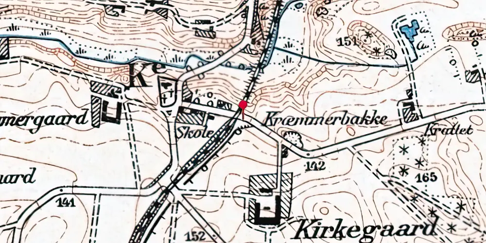 Historisk kort over Kirkegård Trinbræt Historisk kort over Kirkegård Trinbræt