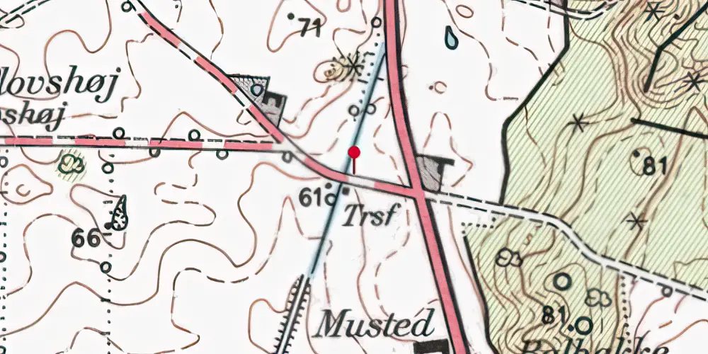 Historisk kort over Musted Trinbræt Historisk kort over Musted Trinbræt