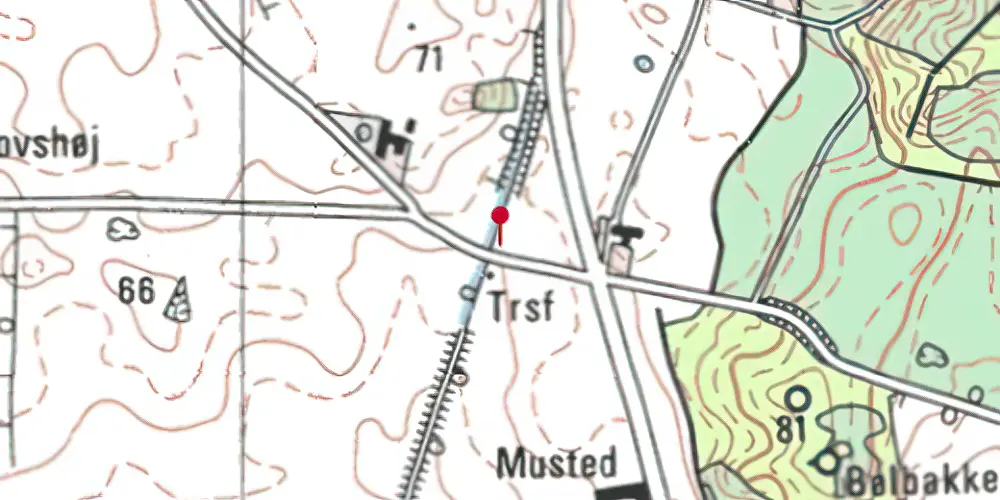 Historisk kort over Musted Trinbræt Historisk kort over Musted Trinbræt