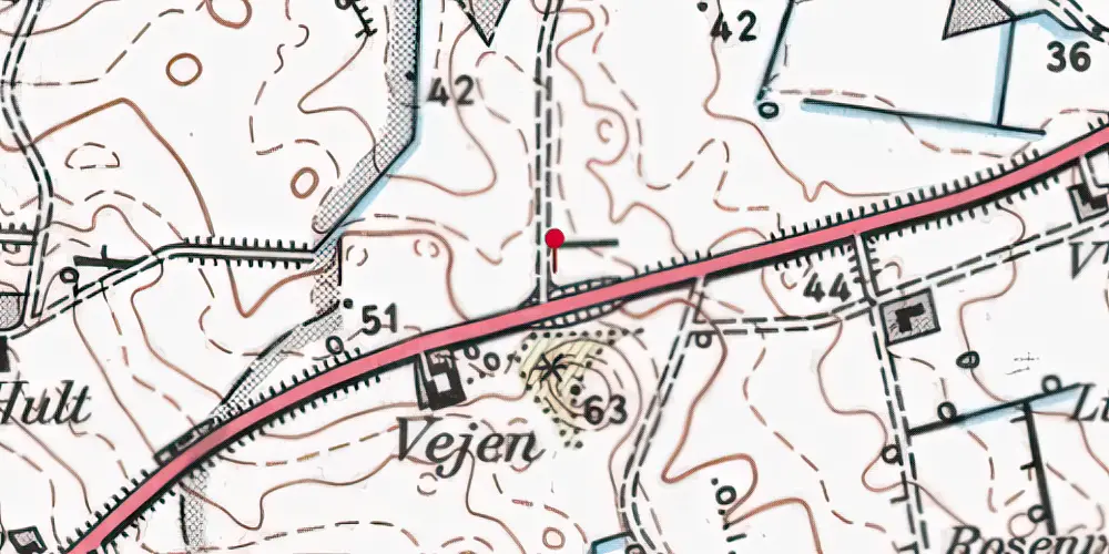 Historisk kort over Vejen (Vodskov-Østervrå) Trinbræt med Sidespor Historisk kort over Vejen (Vodskov-Østervrå) Trinbræt med Sidespor