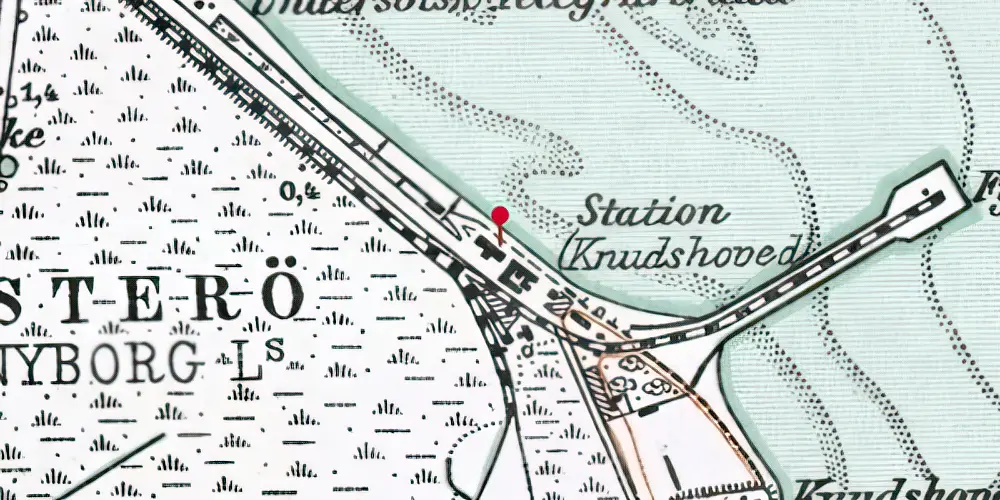 Historisk kort over Knudshoved Station Historisk kort over Knudshoved Station