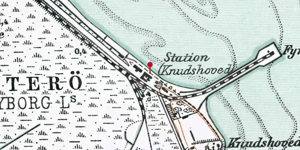 Historisk kort over Knudshoved Isbådsstation Historisk kort over Knudshoved Isbådsstation