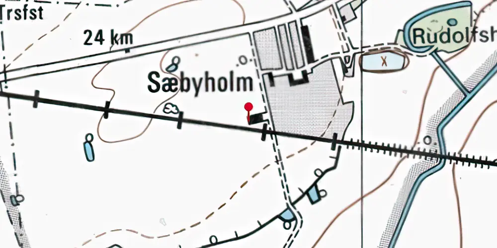 Historisk kort over Sæbyholm Holdeplads med sidespor Historisk kort over Sæbyholm Holdeplads med sidespor