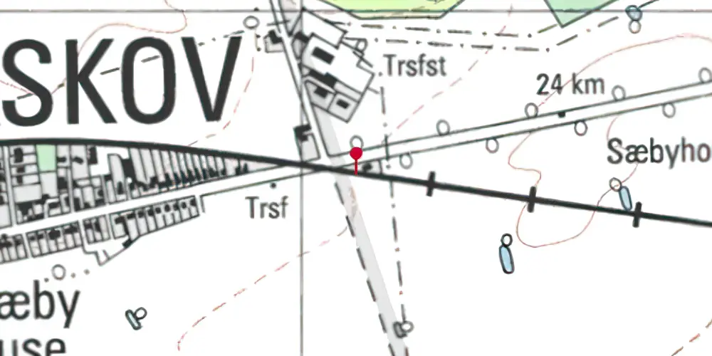 Historisk kort over Sæby Huse Trinbræt Historisk kort over Sæby Huse Trinbræt