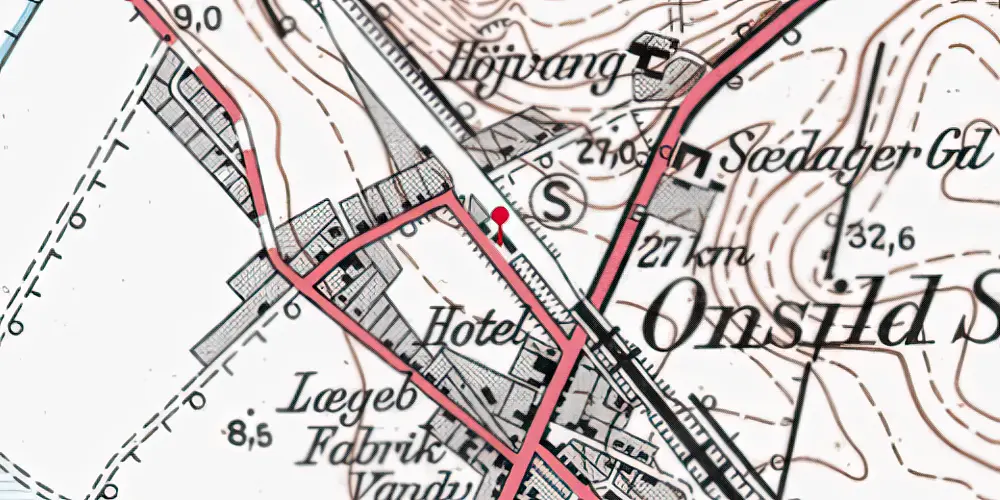 Historisk kort over Sønder-Onsild Station Historisk kort over Sønder-Onsild Station
