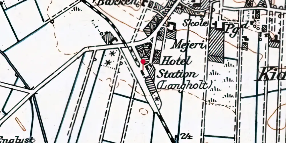 Historisk kort over Langholt Station Historisk kort over Langholt Station