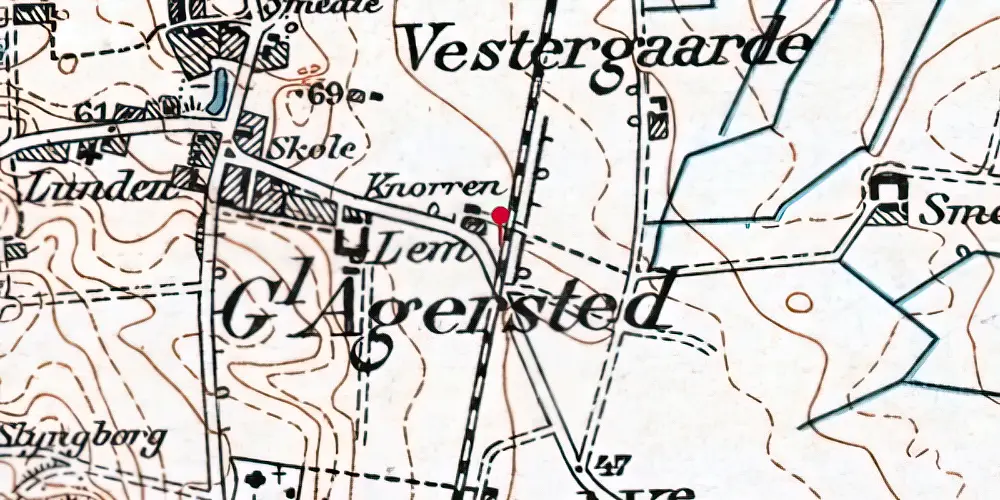 Historisk kort over Gammel Agersted Trinbræt Historisk kort over Gammel Agersted Trinbræt