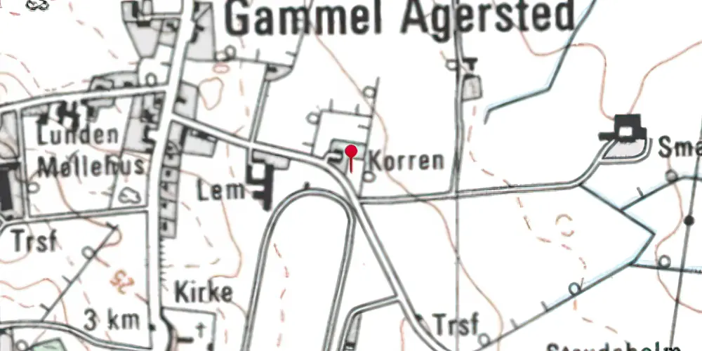 Historisk kort over Gammel Agersted Trinbræt Historisk kort over Gammel Agersted Trinbræt