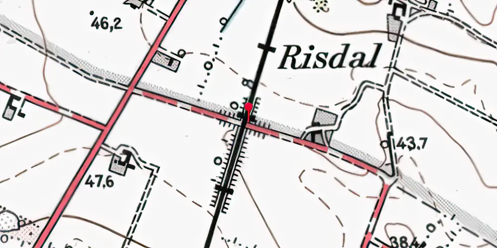 Historisk kort over Risdal Trinbræt